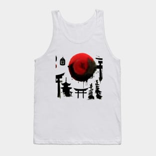 Shinto shrines tokyo with Japanese ink Tank Top